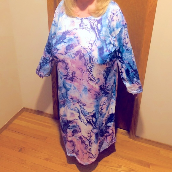 Tie Dye 4X Louungewear Maxi Dress Nightgown Purple/Blue NWOT - Picture 4 of 7